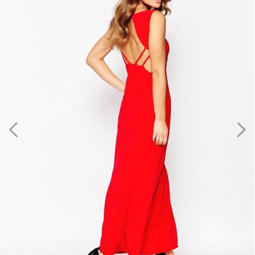Sexy Backless Red cut-out maxi dress (petite) NWT